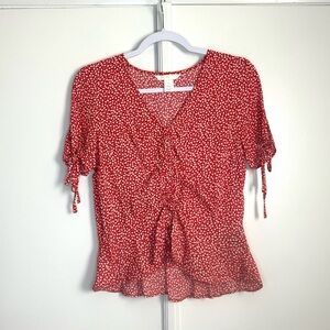 H&M Red Ditsy Floral Flowy Top